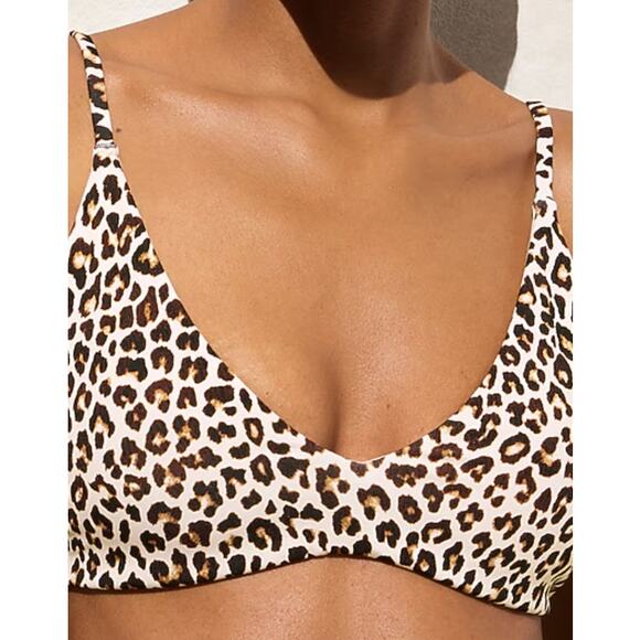 J Crew Lana Bikini Top L NWT Classic Sculpt Leopard Tan Black Beach CI691 J.Crew - Picture 2 of 6
